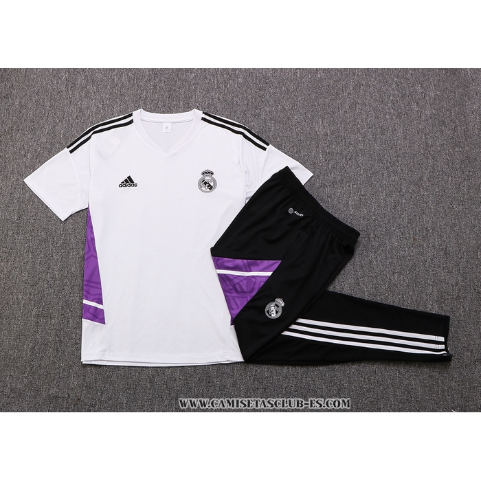Chandal del Real Madrid 22-23 Manga Corta Blanco y Purpura